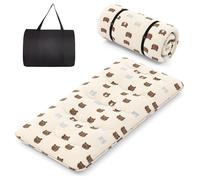 FANTASK Colchoneta Tatami con Funda Lavable, colchón futón japonés, colchón Plegable de Suelo, colchón Plegable con Bolsa de Transporte, 90 x 200 cm (Oso marrón)