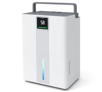 FANTASK Deshumidificador eléctrico de 35 l/día, deshumidificador silencioso con 3 modos, temporizador 24H, pantalla de 3 colores, manguera de drenaje y ruedas, deshumidificador para baño, dormitorio