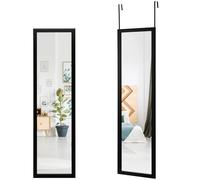 FANTASK Espejo de Cuerpo Entero 33 x 120 cm, Espejo de Pared y Puerta 2 en 1, Espejo Colgante para Armario, Dormitorio, salón (Negro)