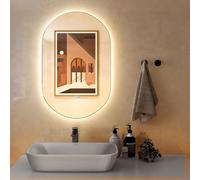 FANTASK Espejo LED 80 x 50 cm con calefacción de Espejo antivaho, Espejo de baño Regulable 3000 K-6500 K