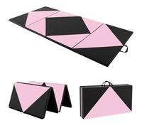 FANTASK Esterilla de gimnasia, esterilla de yoga, plegable, 240 x 120/300 x 120 cm, color negro y rosa