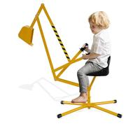 FANTASK Excavadora Infantil con Asiento Giratorio 360°, Giratorio 360°, con Pala y Control de 2 Manos, Caja de Arena para niños a Partir de 3 años (Amarillo)