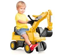 FANTASK Excavadora para niños de hasta 25 kg, excavadora infantil con pala giratoria y ajustable, con espacio de almacenamiento debajo del asiento, claxon, excavadora de arena para niños a partir de 1