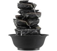 FANTASK Fuente de habitación Cascada, 21,5 x 26 cm, Fuente de Mesa con Bomba y Bola rodante, iluminación LED de Colores, Aspecto de Piedra, decoración de Mesa, Fuente de Agua para jardín (Estilo 3)