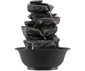 FANTASK Fuente de habitación Cascada, 21,5 x 26 cm, Fuente de Mesa con Bomba y Bola rodante, iluminación LED de Colores, Aspecto de Piedra, decoración de Mesa, Fuente de Agua para jardín (Estilo 3)