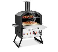 FANTASK Horno de pizza de 2 capas con parrilla, horno de pizza al aire libre, piedra para pizza y patas plegables, pala para pizza, cubierta impermeable
