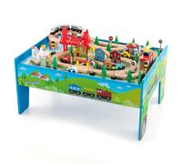 FANTASK Juego de 80 Piezas para niños, Mesa de Juego de Madera con Tablero Reversible y extraíble, Juguete para niños a Partir de 3 años (80 Piezas)