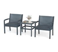 FANTASK Juego de Muebles de jardín de 3 Piezas, de ratán, Incluye 2 sillas con Mesa, Muebles de salón, terraza, balcón, terraza, jardín, Gris