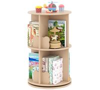 FANTASK Librería Infantil Independiente giratoria con 2 Niveles y separadores de Conejos, 40 x 40 x 65 cm (café)