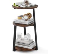 FANTASK Mesa Auxiliar, Madera de ingeniería Metal, Marrón rústico y Negro, 40,5 x 38 x 62 cm