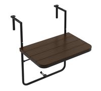 FANTASK Mesa de balcón para Colgar, Mesa Colgante Plegable para balcón con 3 Niveles de Altura Ajustable, 60 x 40 cm, café
