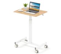 FANTASK Mesa de Ordenador con Ruedas, Mesa Auxiliar Regulable en Altura, Escritorio de pie móvil para Sala de Estar, Dormitorio, 65 x 48 cm
