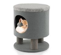 FANTASK Muebles para Gatos pequeños 3 en 1, 40 x 40 x 47 cm, 3 rascadores de sisal, Cueva para Gatos y Taburete, casa para Gatos con Asiento y Pelota Suave, rascador para Gatos Gris