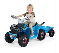 FANTASK Quad eléctrico para niños, 6 V, 2-3 km/h, vehículo eléctrico con faro, función de avance y retroceso, quad infantil con remolque desmontable, coche eléctrico ATV para niños y niñas a partir de