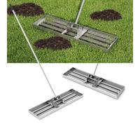 FANTASK Rastrillo de nivelación de césped con Mango ergonómico, rasqueta de Metal de Arena y Suelo, rastrillo para jardín, Golf y Patio Trasero (Plata, 91 cm x 25 cm)