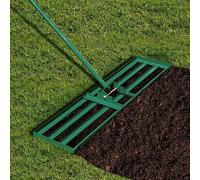FANTASK Rastrillo de nivelación de césped con Mango ergonómico, rasqueta de Metal de Arena y Suelo, rastrillo para jardín, Golf y Patio Trasero (Verde, 91 cm x 25 cm)