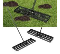 FANTASK Rastrillo de nivelación de césped con Mango ergonómico, rasqueta de Metal de Arena y Suelo, rastrillo para jardín, Golf y Patio Trasero (Negro, 91 cm x 25 cm)