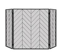 FANTASK Rejilla de Chimenea Plegable de 3 Piezas, protección contra chispas para Chimenea, con Marco de Metal Estable, Rejilla de protección contra chispas, 133 x 78 cm (Negro)