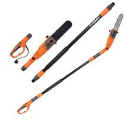 FANTASK - Sierra de vástago eléctrica, podadora, telescópica con cabezal de sierra ajustable, 212-286 cm, 11 m/s, 750 W, multi-ángulo, aluminio, motosierra profesional para patio, jardín, naranja