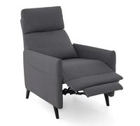 FANTASK Sillón reclinable para TV con Respaldo y reposapiés Ajustables, sillón de Lona, 2 Bolsillos para revistas, sofá Individual para salón y Dormitorio (Gris Oscuro)