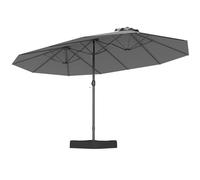 FANTASK Sombrilla doble de 443 x 263 cm, rectangular, con soporte y manivela, UPF 50+, grande, XXL, para jardín, terraza y piscina