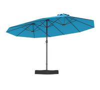 FANTASK Sombrilla doble de 443 x 263 cm, rectangular, con soporte y manivela, UPF 50+, grande, XXL, para jardín, terraza y piscina