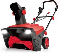 FANTASK - Soplador de Nieve eléctrico con Luces LED y Motor de 15 A, Rojo, quitanieves con Cable con Diapositiva giratoria de 180° y Distancia de Lanzamiento 9 m, Ancho de Trabajo 50 cm