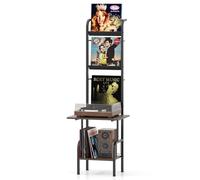 FANTASK Soporte para Discos de Vinilo con Estante Expositor de Vinilo de 5 Pisos, Soporte para Discos de álbumes, CD, Tocadiscos, 50 x 51 x 145 cm (café)