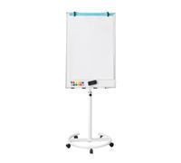 FANTASK Soporte para rotafolios, 100 x 65 cm, pizarra blanca móvil con ruedas, altura regulable hasta 192 cm, borrado en seco, magnético, con soporte redondo, imanes, marcadores y borradores, color