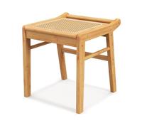 FANTASK Taburete de bambú, Taburete de Maquillaje, Taburete para tocador de hasta 120 kg, pequeño Taburete cosmético con Superficie de ratán para vestidor, salón, Dormitorio