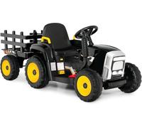 FANTASK Tractor con Remolque Desmontable y Control Remoto de 2,4 G, Tractor Infantil de Velocidad Ajustable de 12 V con luz LED, música, claxon y Funciones USB, Adecuado para niños a Partir de 3 años