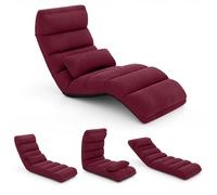 FANTASK Tumbona de Relax Plegable, Silla de Suelo con Respaldo Ajustable, Tumbona de Suelo con función de sueño, sofá de Suelo, sillón de Suelo para Juegos, Dormir, Leer, Color Rojo