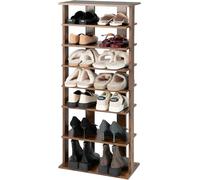 FANTASK Zapatero de madera ajustable en altura ajustable, 8 niveles, organizador vertical de zapatos para ahorrar espacio, estante de almacenamiento doble de esquina independiente de estilo industrial