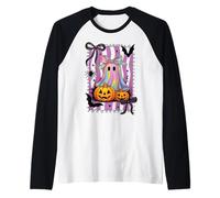Fantasma Adorable Lazo coqueto Retro de los 90 y2k Chicas Camiseta Manga Raglan