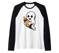 Fantasma Bebé Lindo de Halloween con Biberón Camiseta Manga Raglan