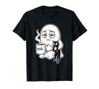 Fantasma Bebiendo Café Gato Negro Boojee Cozy Spooky Vibes Camiseta