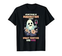 Fantasma Caza Vino Humor Paranormal Investigador Camiseta gráfica económica, Hombre, Negro, XL