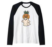Fantasma con Corona de Calabaza Camiseta Manga Raglan
