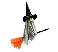 Fantasma con Escoba Decoración a LED en Escoba Espeluznante Exterior | Decoración Halloween de Fantasma Iluminado Para Alero, Árbol, Ventana, Marco, Porche, Patio, Cerca, Jardín Y Césped