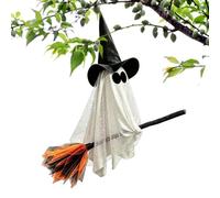Fantasma con escoba LED decoración voladora en escoba espeluznante