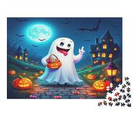 Fantasma de Dibujos Animados Puzzle de 1000 Piezas Papel para Adultos Noche de Halloween Juego de Puzzle 1000 Piezas Relajante Hogar Regalo 38x26cm/1000pcs
