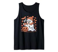 Fantasma de Halloween Bebiendo Café Fantasma Halloween Café Helado Camiseta sin Mangas