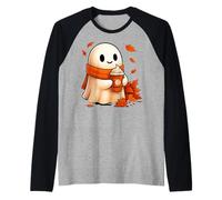 Fantasma de Halloween Calabaza Especias Latte Otoño Camiseta Manga Raglan