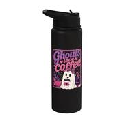 Fantasma de Halloween Ghouls Amor Café Vintage Mujeres Halloween Stainless Steel Insulated Water Bottle
