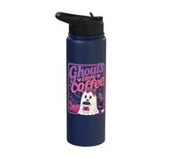 Fantasma de Halloween Ghouls Amor Café Vintage Mujeres Halloween Stainless Steel Insulated Water Bottle