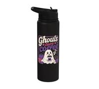 Fantasma de Halloween Ghouls Amor Café Vintage Mujeres Halloween Stainless Steel Insulated Water Bottle