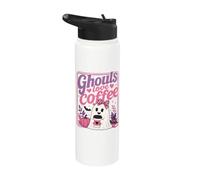 Fantasma de Halloween Ghouls Amor Café Vintage Mujeres Halloween Stainless Steel Insulated Water Bottle