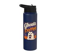 Fantasma de Halloween Ghouls Amor Café Vintage Mujeres Halloween Stainless Steel Insulated Water Bottle