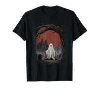 Fantasma de Halloween Luna Llena Motivo de Misterio de Camiseta