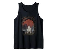 Fantasma de Halloween Luna Llena Motivo de Misterio de Camiseta sin Mangas
